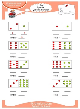 Çocuklar İçin toplam işlemi yaprak testleri 